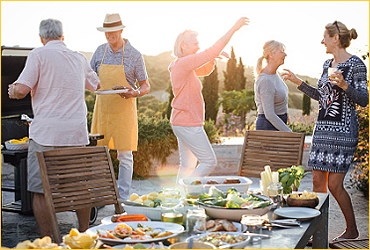 Friends Gathered Outside for Meal